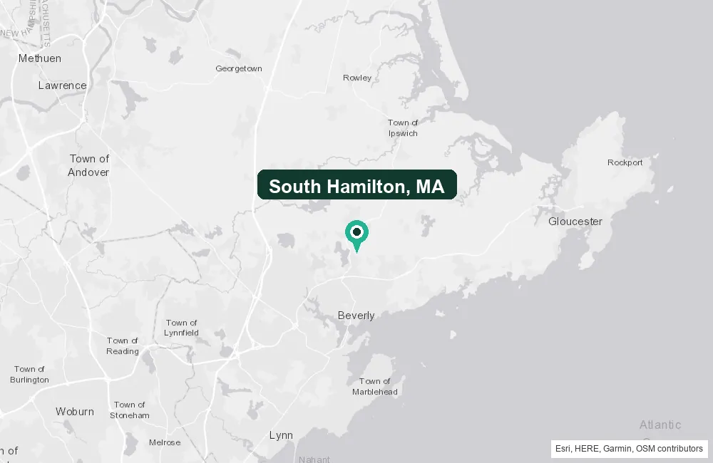 Map of South Hamilton, Massachusetts and the surrounding Essex County area service area